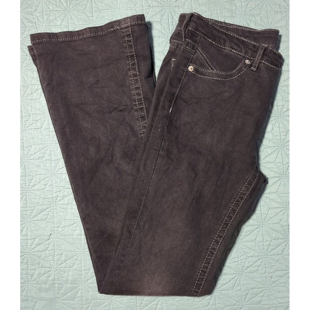 Rue 21 Jeans Womens Size 6 Black Denim Mid Rise Boot Cut Stretch Bedazzled Stars - Picture 2 of 11